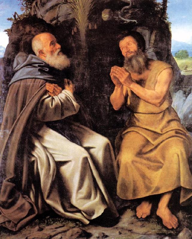 SAVOLDO, Giovanni Girolamo St Anthony Abbot and St Paul oil painting image
